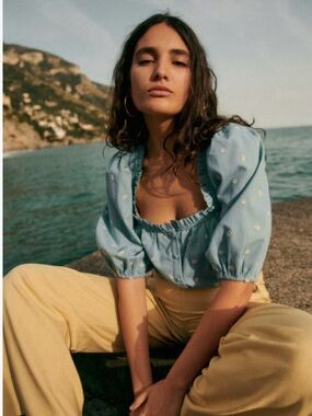 Sezane Kelia Shirt - Light Blue